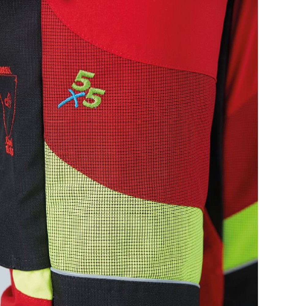 Schnittschutzhose X-treme Breeze rot/gelb 52-60