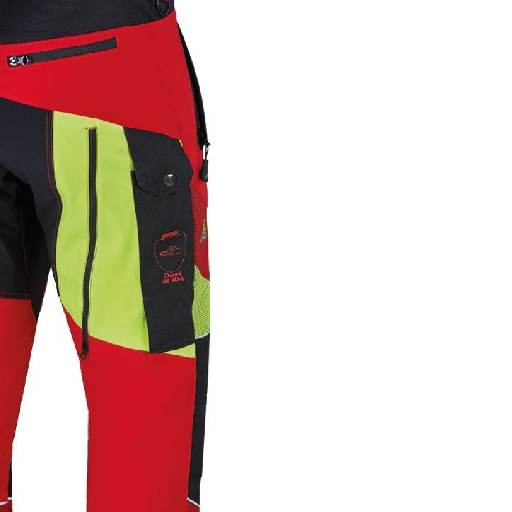 Schnittschutzhose X-treme Breeze rot/gelb 52-60