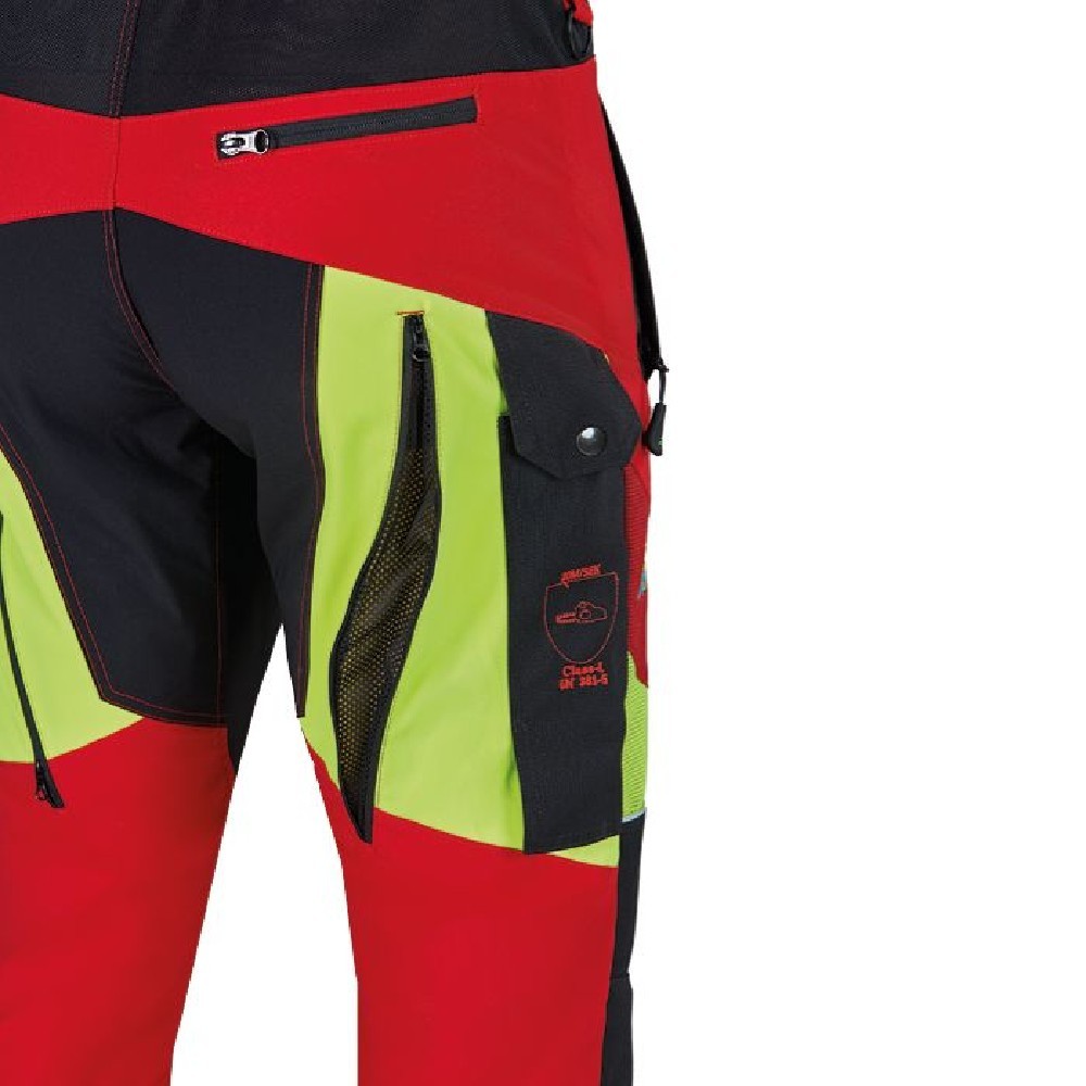 Schnittschutzhose X-treme Breeze rot/gelb 52-60