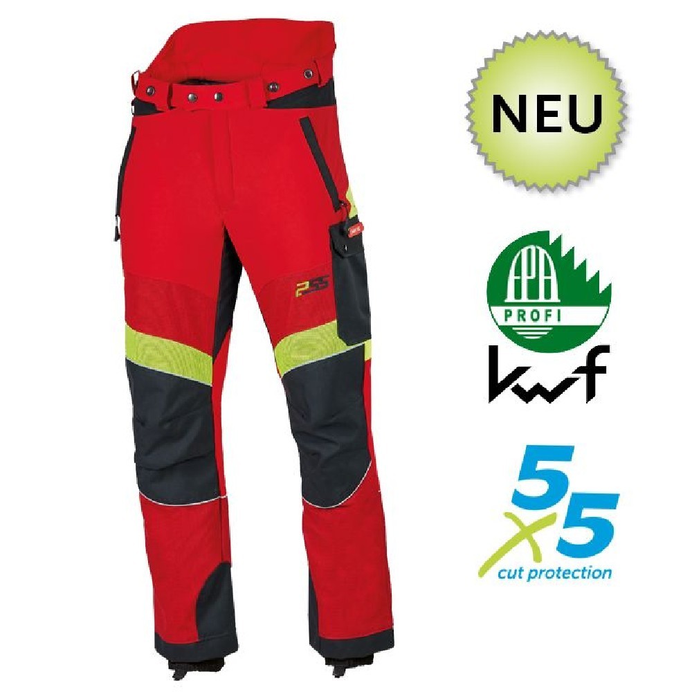 Schnittschutzhose X-treme Breeze rot/gelb 52-60